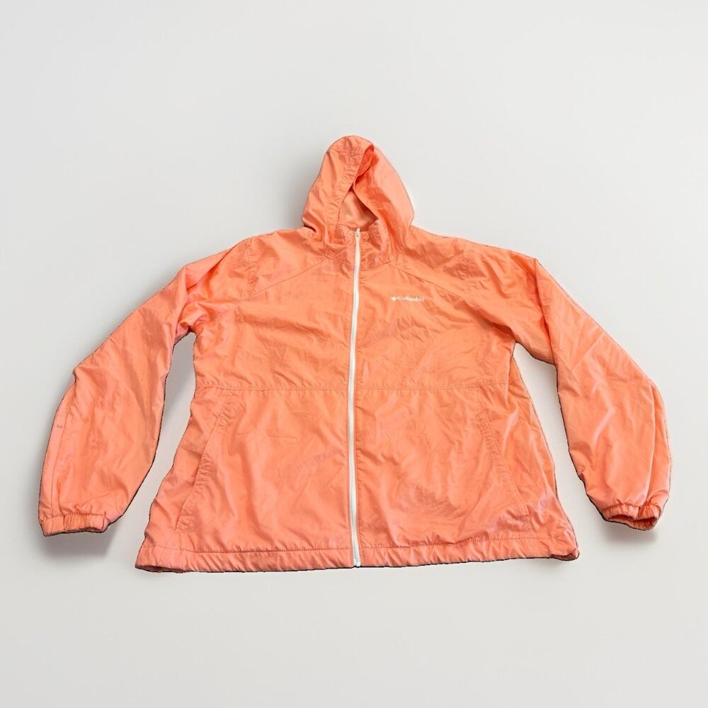 Columbia Womens Coral Windbreaker Fleece Lined Full Zip Hooded Jacket XL XL0660